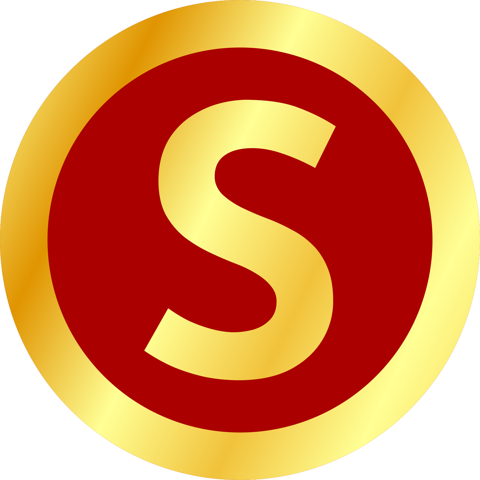 color gold s on gold circle red background