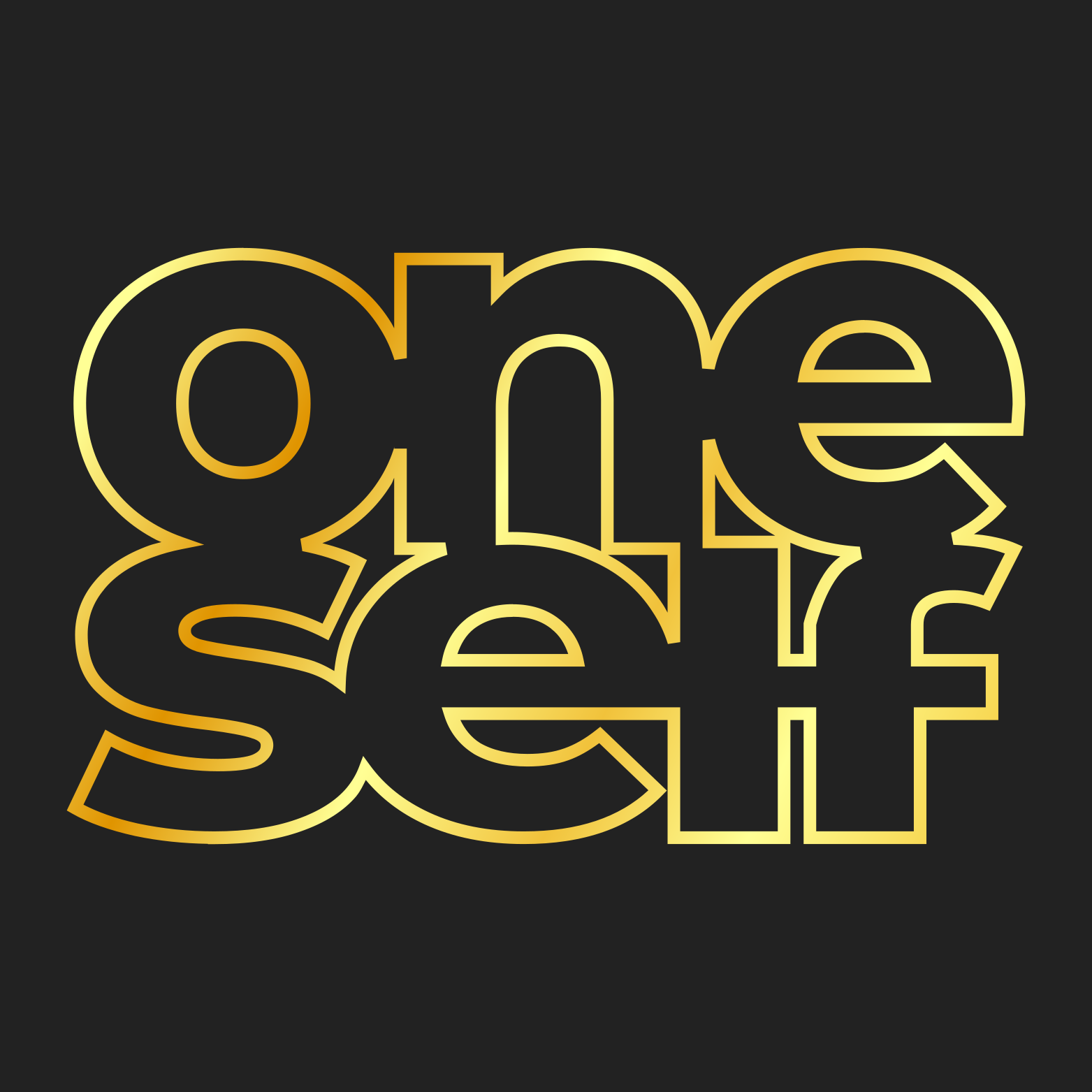 one self logo wordmark gold on black